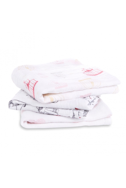 Муслиновые пеленки для новорожденных Aden&Anais средние, набор 3, Love Bird