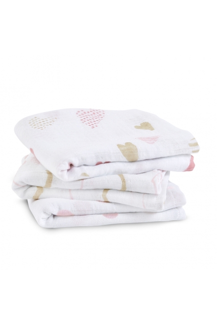 Муслиновые пеленки для новорожденных Aden&Anais средние, набор 3, Heart Breaker