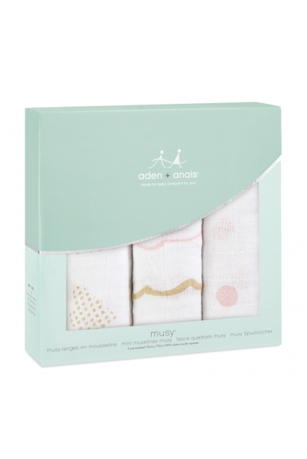 Муслиновые пеленки для новорожденных Aden&Anais средние, набор 3, Heart Breaker