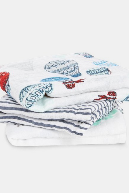 Муслиновые пеленки для новорожденных Aden&Anais средние, набор 3, Dream Ride