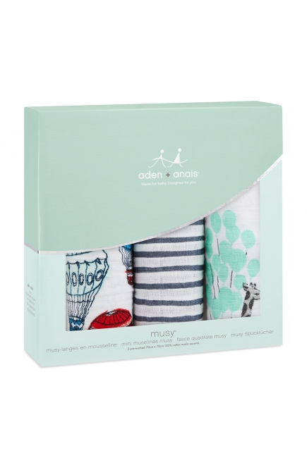 Муслиновые пеленки для новорожденных Aden&Anais средние, набор 3, Dream Ride
