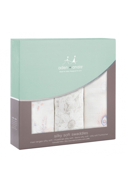 Бамбуковые пеленки для новорожденных Aden&Anais большие, набор 3, Featherlight