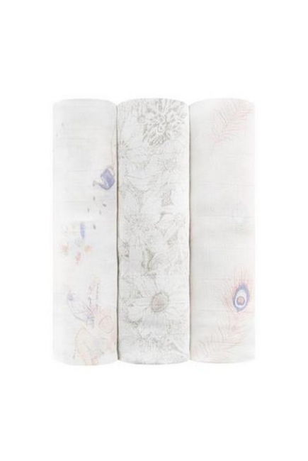 Бамбуковые пеленки для новорожденных Aden&Anais большие, набор 3, Featherlight