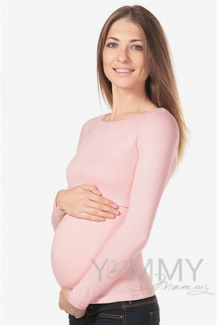 Лонгслив для кормящих и беременных, жемчужно-розовый