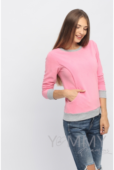 Джемпер для кормящих и беременных флисовый, цвет розовый