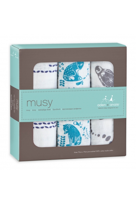 Муслиновые пеленки для новорожденных Aden&Anais средние, набор 3, Musy Kindred