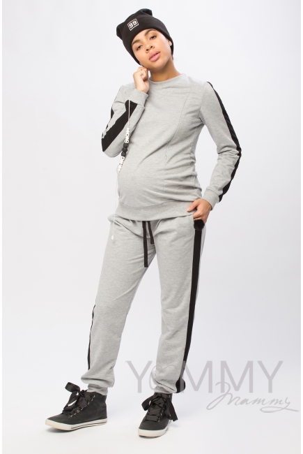 Свитшот для беременных и кормящих с декоративной вставкой, экрю