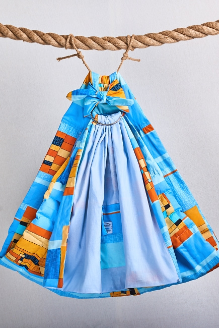 Слинг с кольцами Баюшка двуслойный, Голубая абстракция