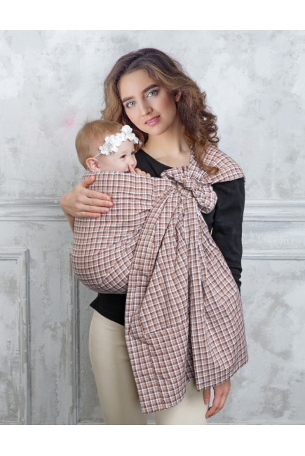 Слинг с кольцами Баюшка двуслойный, Клетка беж