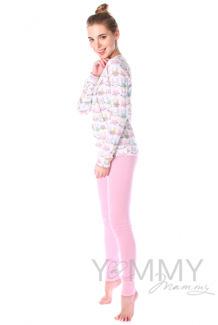 Комплект для дома розовый с принтом "зайчики/котики"