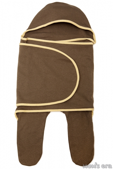 Пеленка кокон для новорожденных (комбинезон-конверт), коричневый