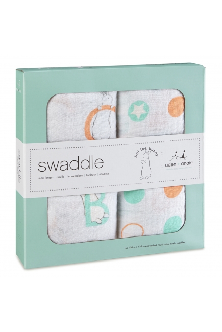 Муслиновые пеленки для новорожденных Aden&Anais большие, набор 2, Pat The Bunny