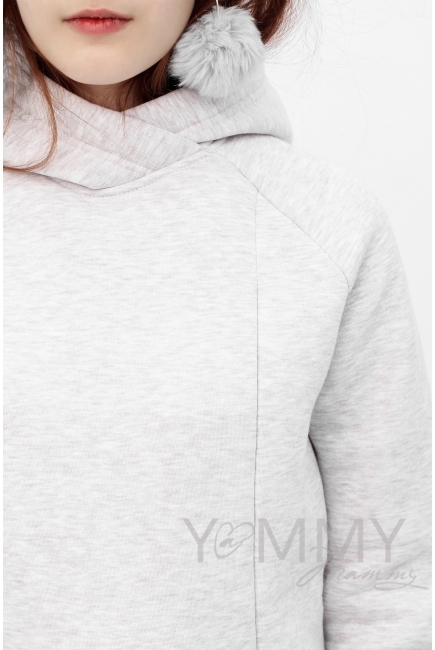 Костюм для беременных и кормящих с начесом, бежевый