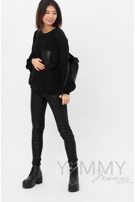 Свитшот для кормящих и беременных флисовый, цвет черный