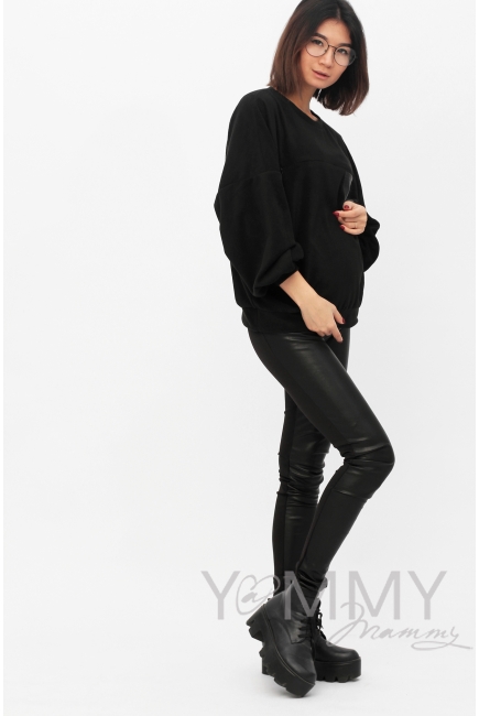 Свитшот для кормящих и беременных флисовый, цвет черный