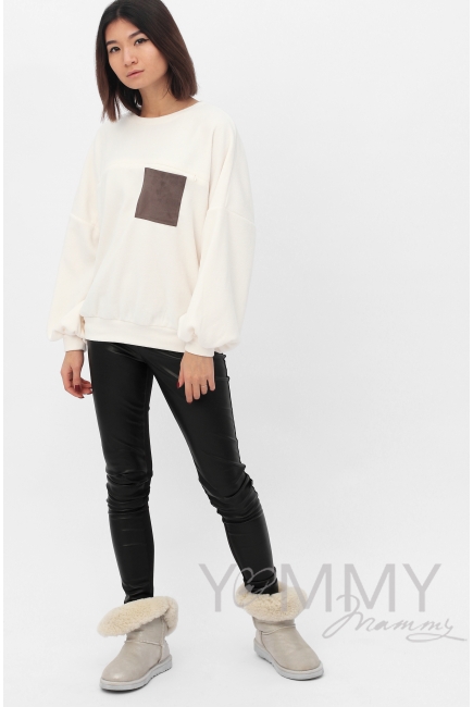 Свитшот для беременных и кормящих флисовый, цвет экрю