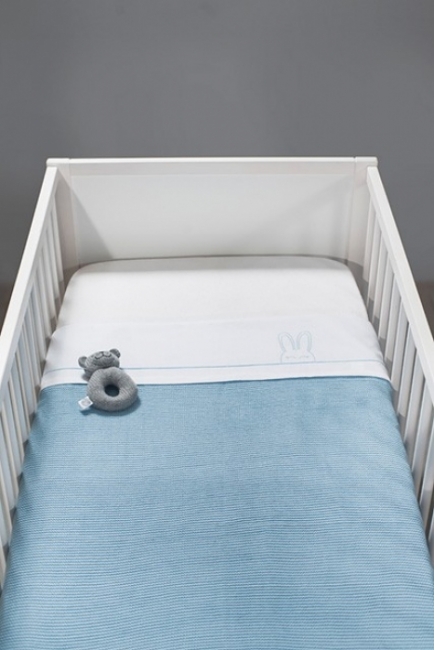 Вязаный плед для новорожденных Jollein Basic Knit, сине-голубой, средний