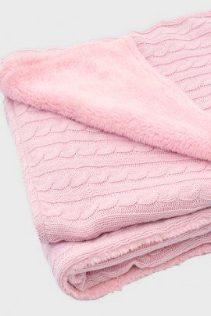 Вязаный плед для новорожденных Jollein (косичка), розовый, средний