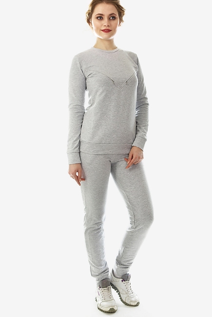 Костюм для беременных и кормящих из футера, серый