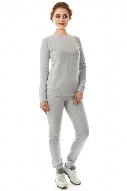 Костюм для беременных и кормящих из футера, серый