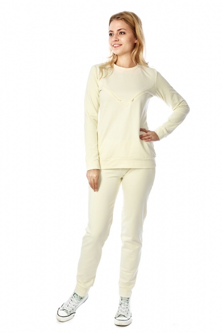 Костюм для кормящих и беременных из футера Nora, экрю