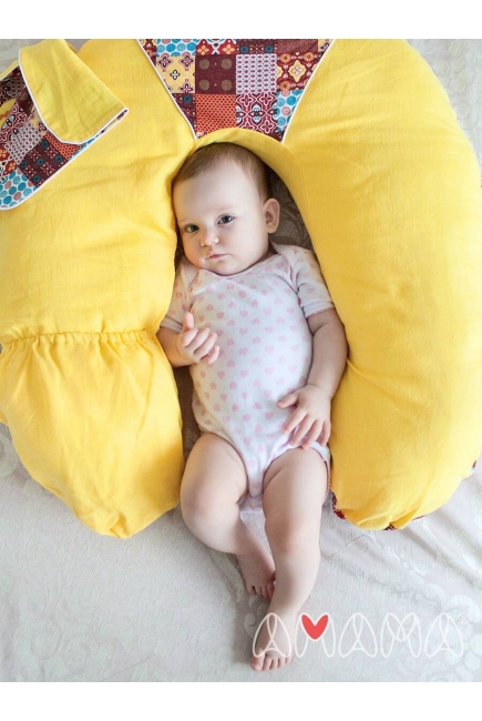 Подушка для беременных и кормящих "Слон Радостный", желтый