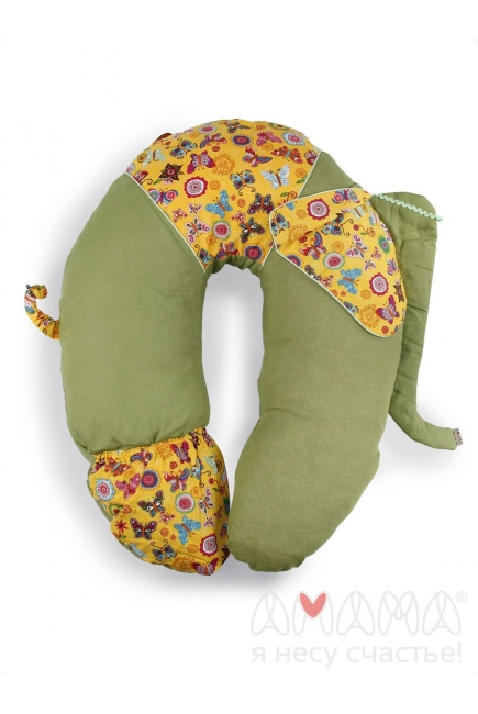 Подушка для беременных и кормящих "Слон Радостный", зеленый