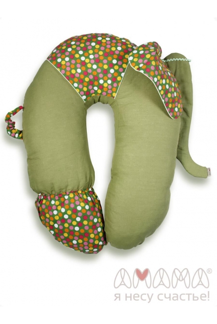 Подушка для беременных и кормящих "Слон Радостный", зеленый