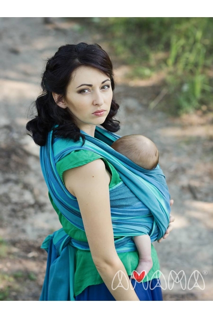 Слинг-шарф «Табатай» Амама, бирюзовый полосатый