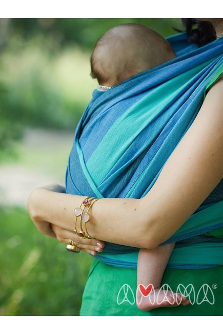 Слинг-шарф «Табатай» Амама, бирюзовый полосатый