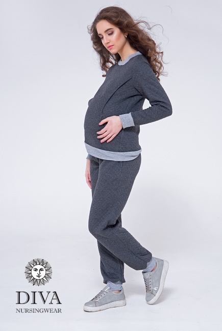 Костюм для кормящих и беременных из капитония Diva Amelia, Grafite
