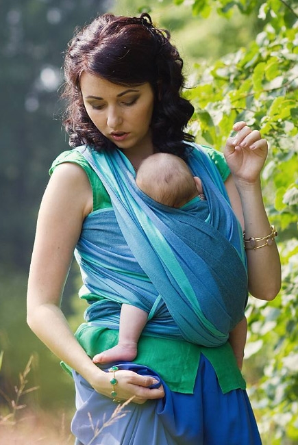 Слинг-шарф «Табатай» Амама, бирюзовый полосатый