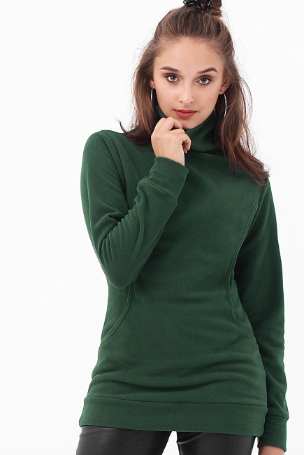 Толстовка для беременных и кормящих флисовая, цвет изумрудный