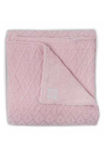 Вязаный плед для новорожденного с мехом Jollein Diamond, винтажный розовый