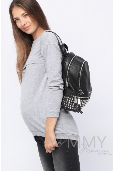 Джемпер для кормящих и беременных с удлиненной спинкой, серый меланж