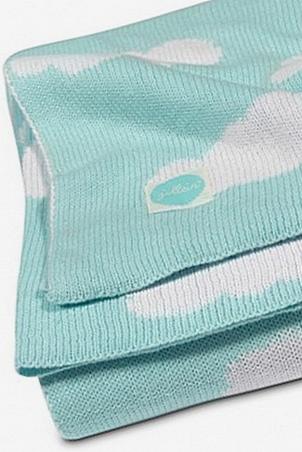 Вязаный плед для новорожденных Jollein Облака, нефритовый