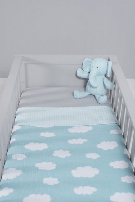 Вязаный плед для новорожденных Jollein Облака, нефритовый