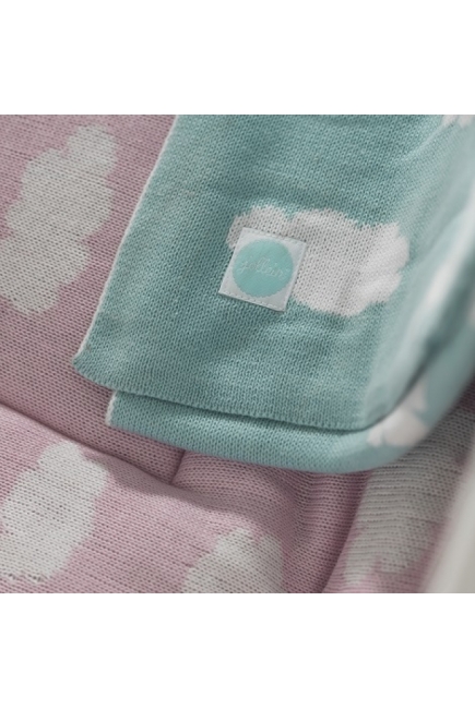 Вязаный плед для новорожденных Jollein Облака, нефритовый