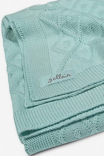 Вязаный плед для новорожденных Jollein Ромбы, винтажный зеленый