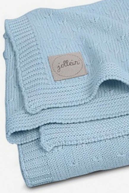Вязаный плед для новорожденных Jollein  Soft, голубой