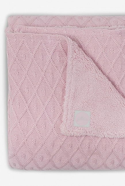 Вязаный плед для новорожденного с мехом Jollein Diamond, винтажный розовый