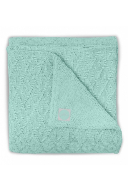 Вязаный плед для новорожденного с мехом Jollein Diamond, винтажный зеленый