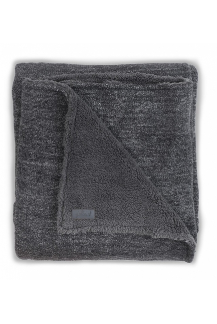 Вязаный плед для новорожденного с мехом Jollein Natural, антрацит