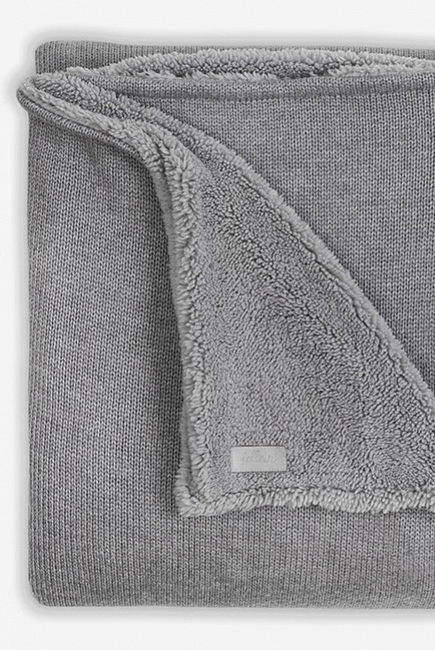 Вязаный плед для новорожденного с мехом Jollein Natural, серый