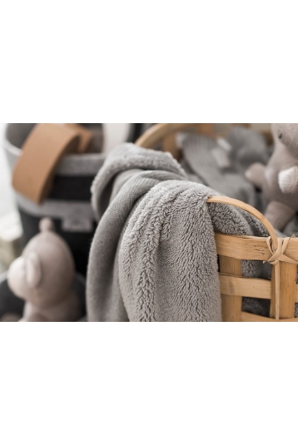 Вязаный плед для новорожденного с мехом Jollein Natural, серый