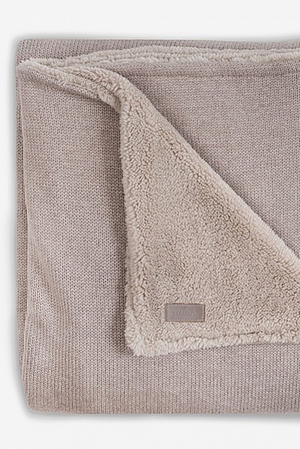 Вязаный плед для новорожденного с мехом Jollein Natural, песочный