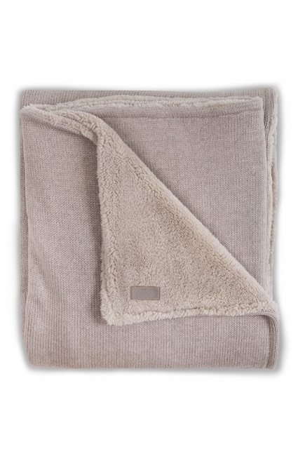 Вязаный плед для новорожденного с мехом Jollein Natural, песочный