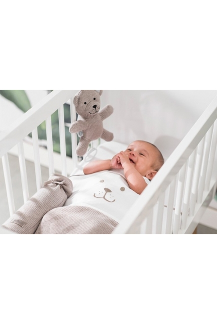 Вязаный плед для новорожденного с мехом Jollein Natural, песочный