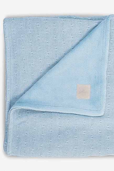 Вязаный плед для новорожденного с мехом Jollein Soft, голубой