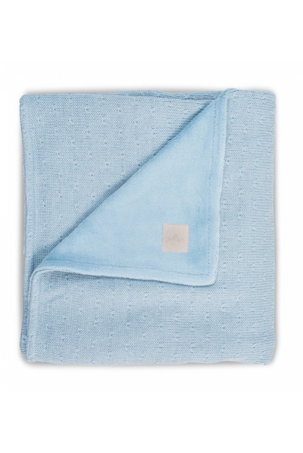 Вязаный плед для новорожденного с мехом Jollein Soft, голубой